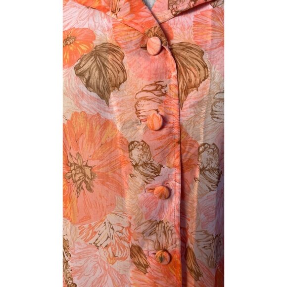 VINTAGE FLORAL 50'S 60'S SHEER JACKET M - Picture 5 of 6